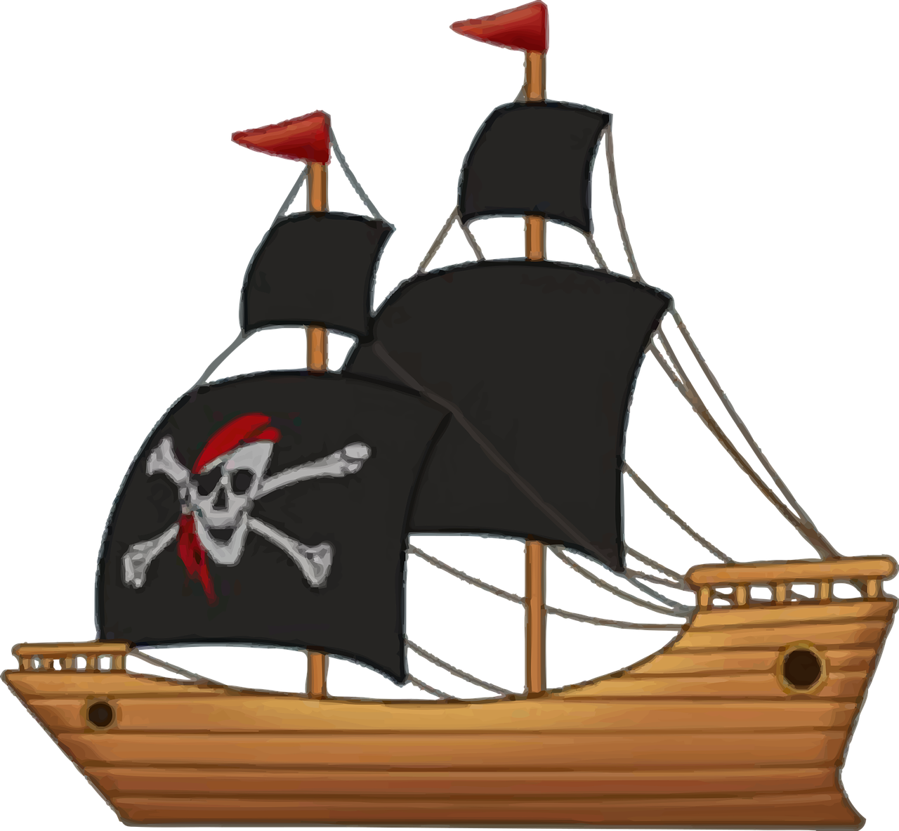 Pirate ship with skull of sail